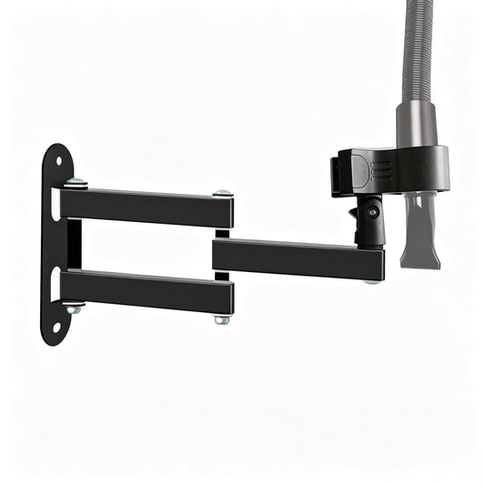 Pet Hair Dryer Wall Mount Stand Hose Tube Holder: Hands-Free Adjustable & Foldable Metal Arm Bracket with Universal Clamp for Dog Cat Grooming, Home & Professional Use