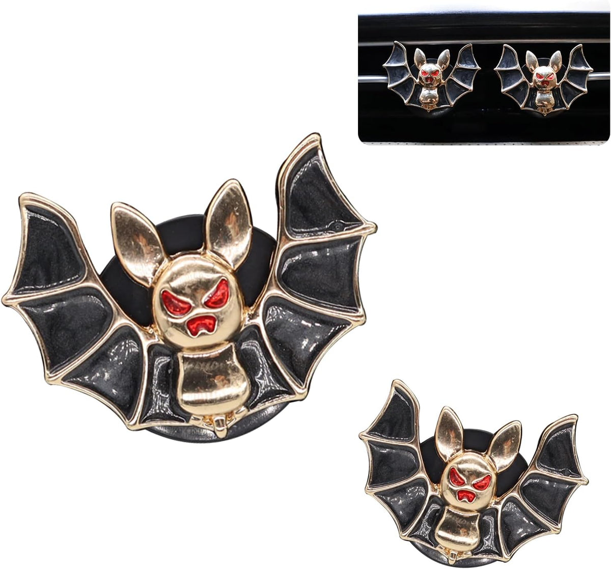 ORIESSE Goth Car Decor,2Pcs Black Vampire Bat Car Air Fresheners Vent Clips
