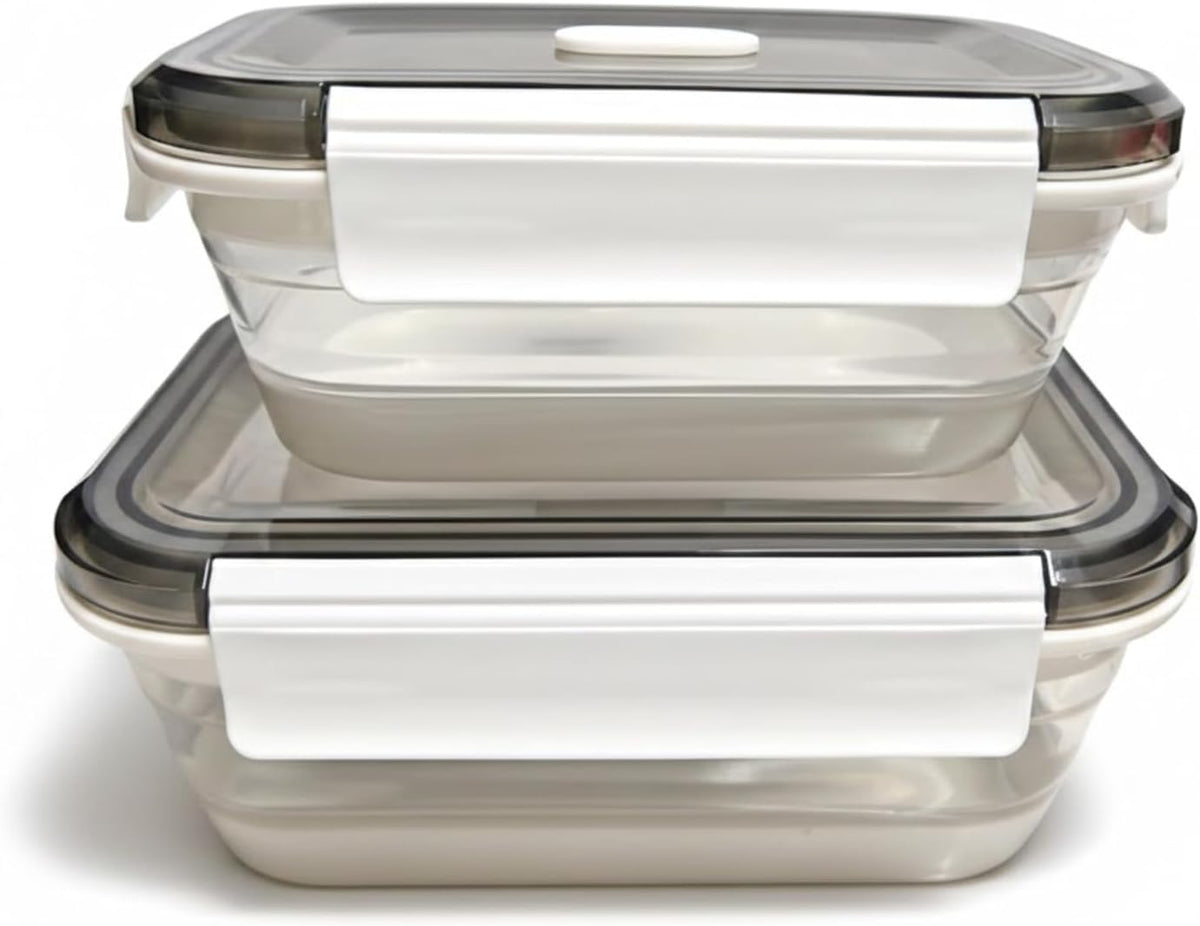 A MILLI Collapsible Food Storage Containers with Lids, 2 Pack Large Silicone Bowls 27Oz & 40Oz, Leakproof Airtight Foldable Lunch Box, BPA Free Microwave Freezer Dishwasher Safe, Camping RV Meal Prep