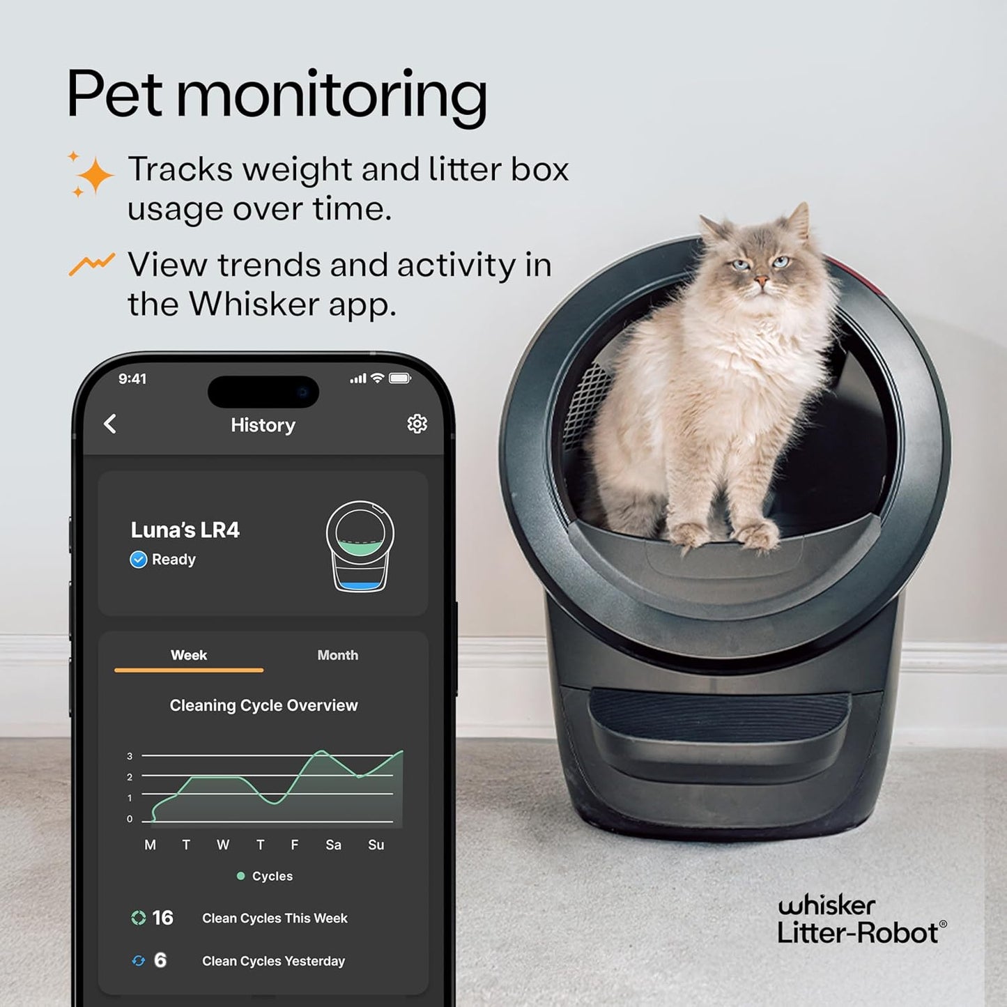 Whisker Litter-Robot 4 Supply Bundle, Black - Automatic, Self-Cleaning Cat Litter Box, Includes Litter-Robot 4, 3 Odortrap Refills, 10 Liners, 30 Cleaner Wipes, & 2 Carbon Filters