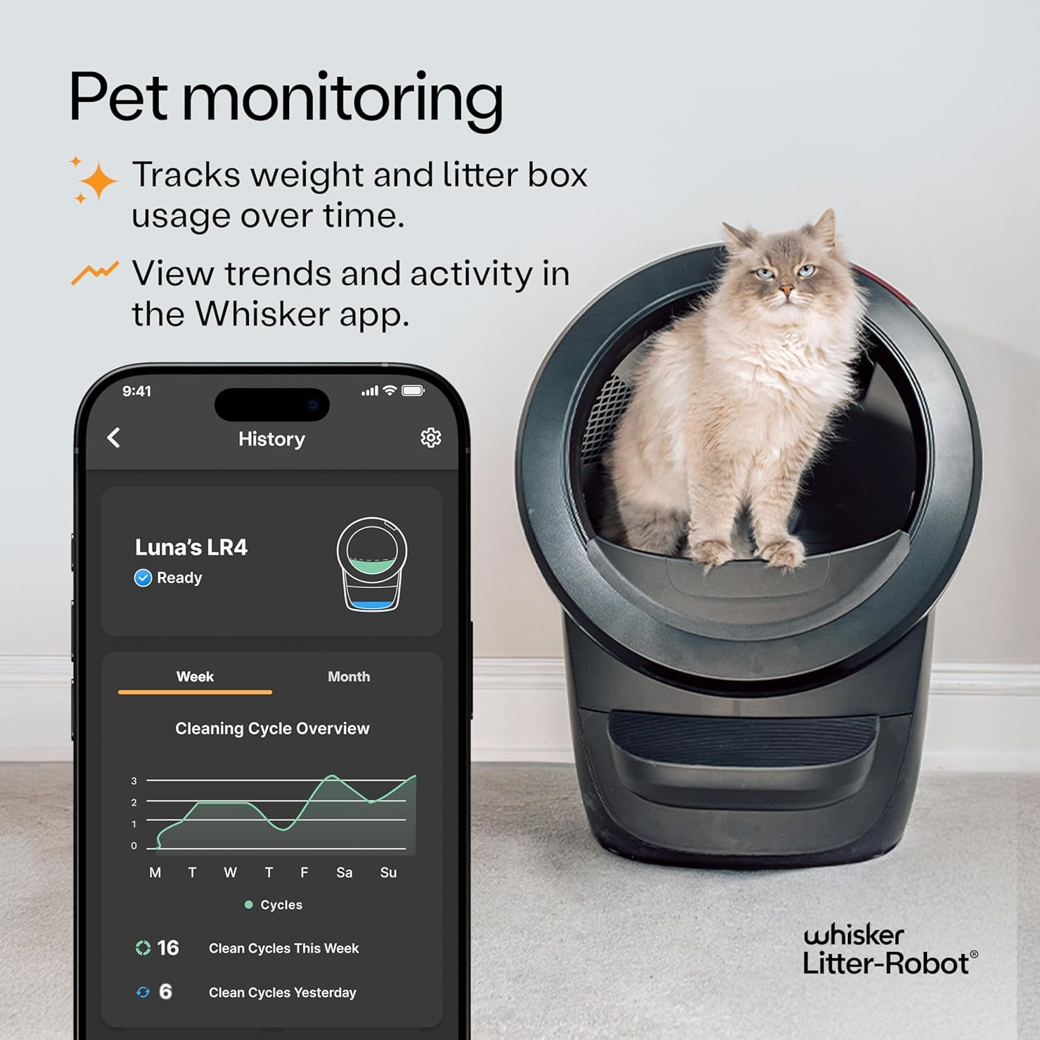 Whisker Litter-Robot 4 Supply Bundle, Black - Automatic, Self-Cleaning Cat Litter Box, Includes Litter-Robot 4, 3 Odortrap Refills, 10 Liners, 30 Cleaner Wipes, & 2 Carbon Filters