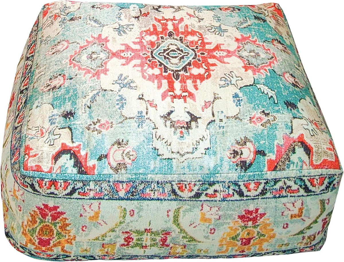 Mandala Life ART Large Floor Pillow Cover Square Meditation Square Cushion Case Boho Room Décor Moroccan Seating Area Pouf Cotton 24X8