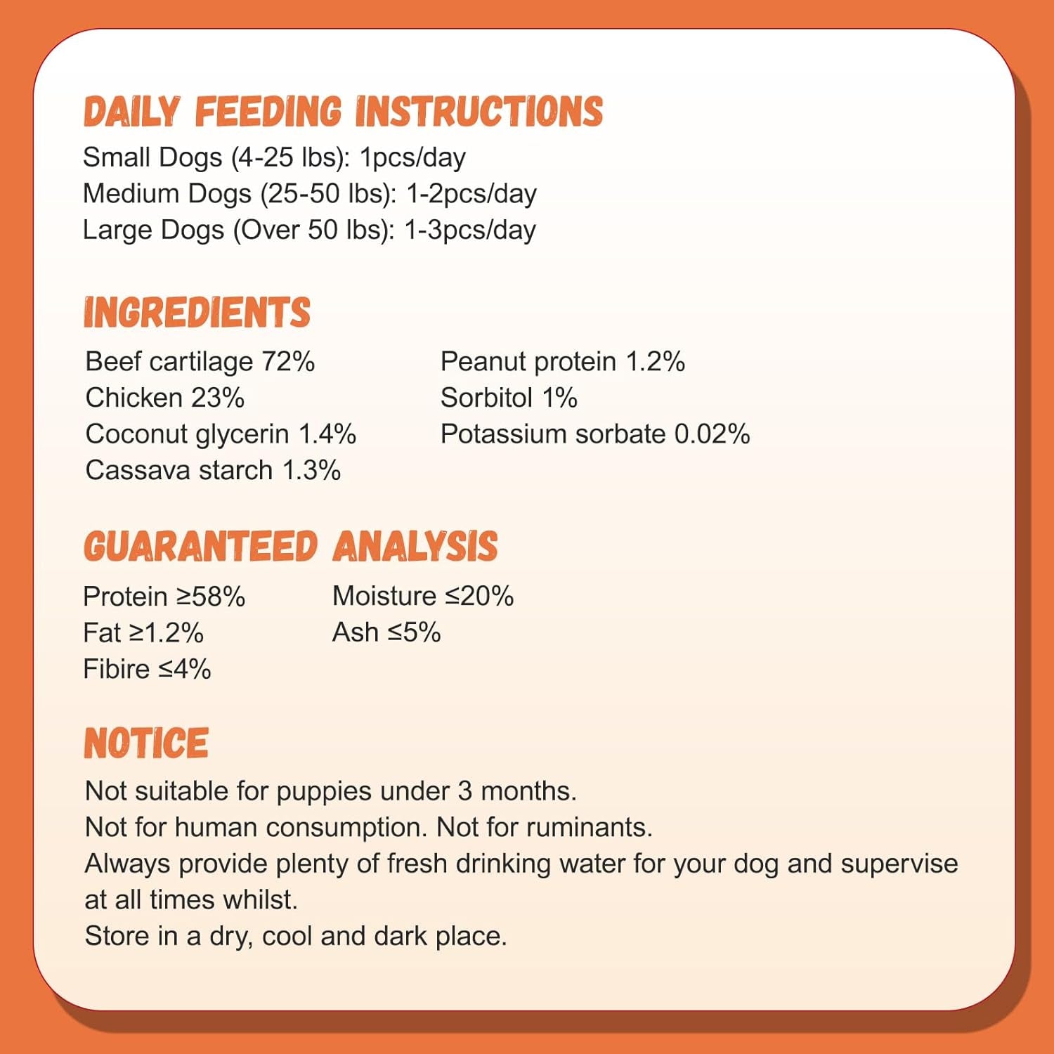 Pawmate Dog Treats Chicken Wrapped Beef Cartilage W/Calcium Supplement, Rawhide Free Dog Chews Long Lasting, Grain Free Healthy Training Treats Snacks for Small Medium Large Dogs, 12 Counts, 10.6 Oz