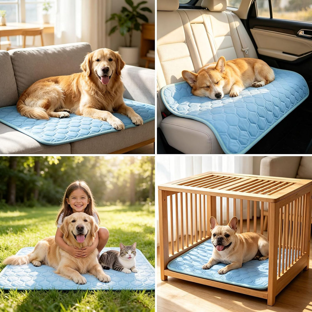 SISROL Arc-Chill Cooling Mat for Dogs & Cats, Anti-Slip Washable Cool Pad