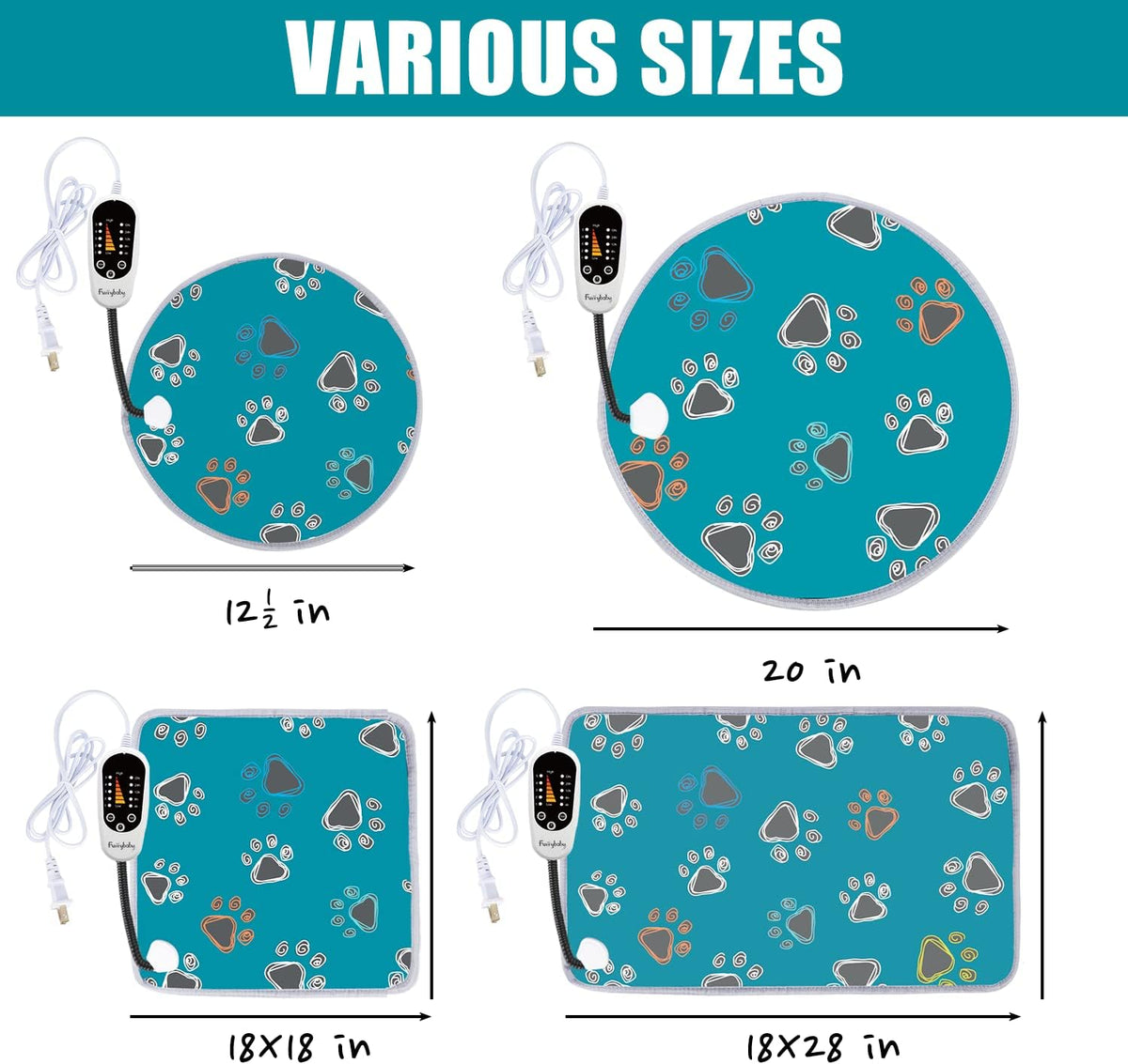 Furrybaby Pet Heating Pad for Cats & Dogs,Waterproof,Anti-Bite Warming Mat