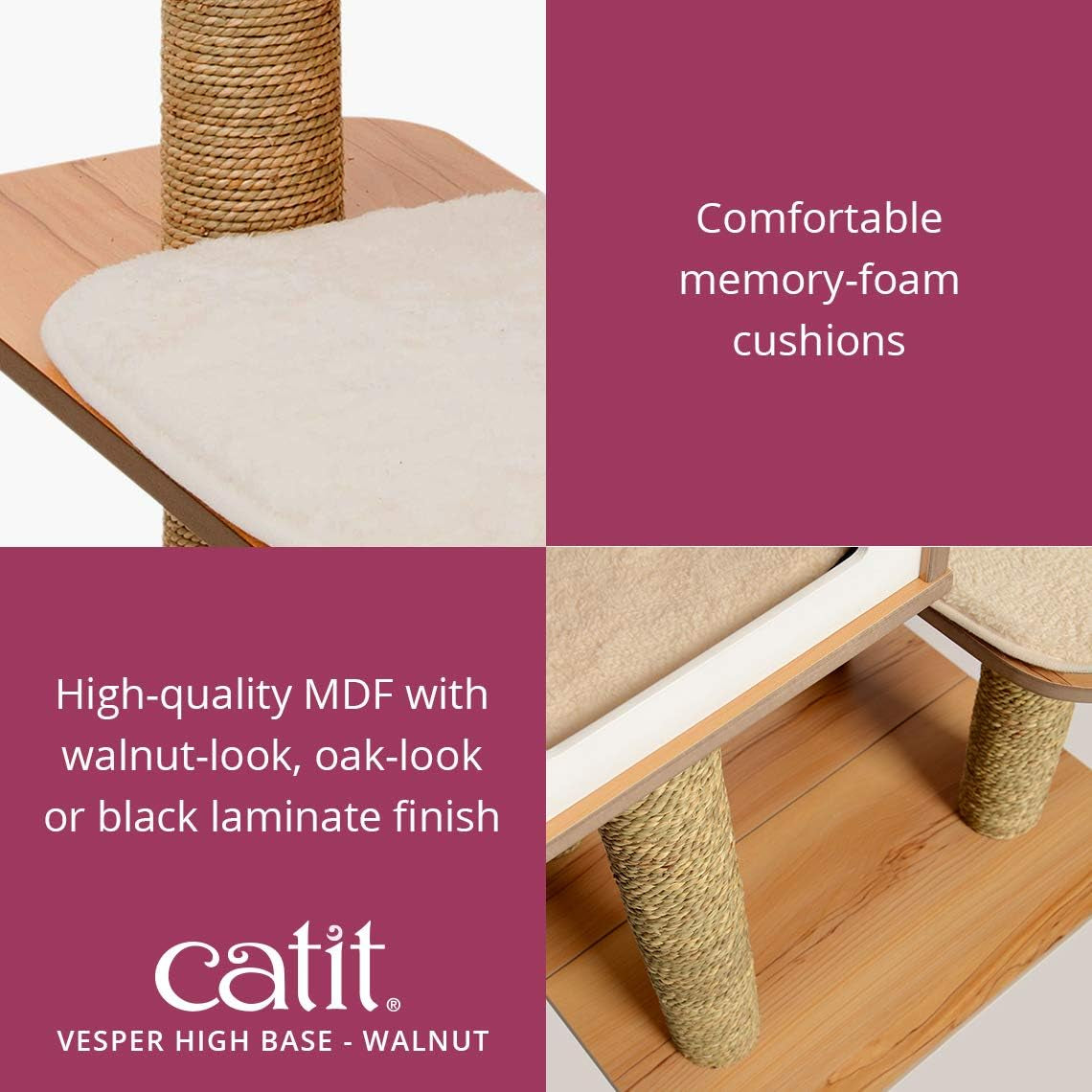 Vesper Cat Tree, High Base, Walnut, 52045