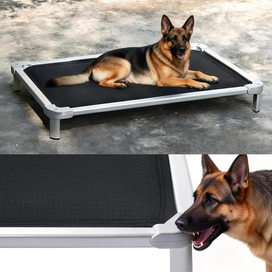 Senneny Chew Proof Elevated Dog Bed Large Sized Dog, Raised Cot for Indoor Outdoor Camping, Heavy-Duty Chew Resistant Hidden Fabric Indestructible Dog Bed, L, 50" L X 33" W X 8" H