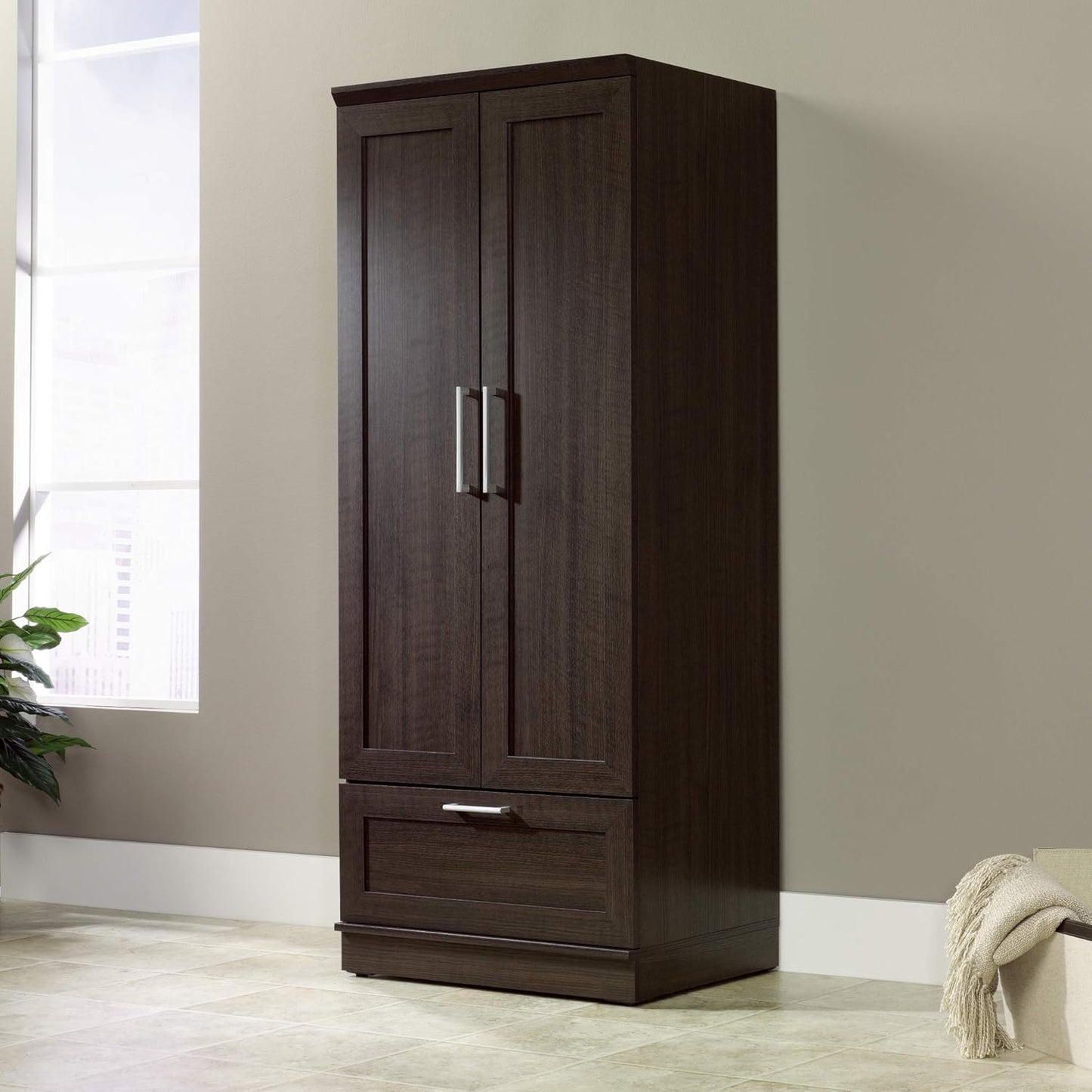 Sauder Homeplus Wardrobe/Pantry Cabinets, L: 28.98" X W: 20.95" X H: 71.18", Dakota Oak Finish