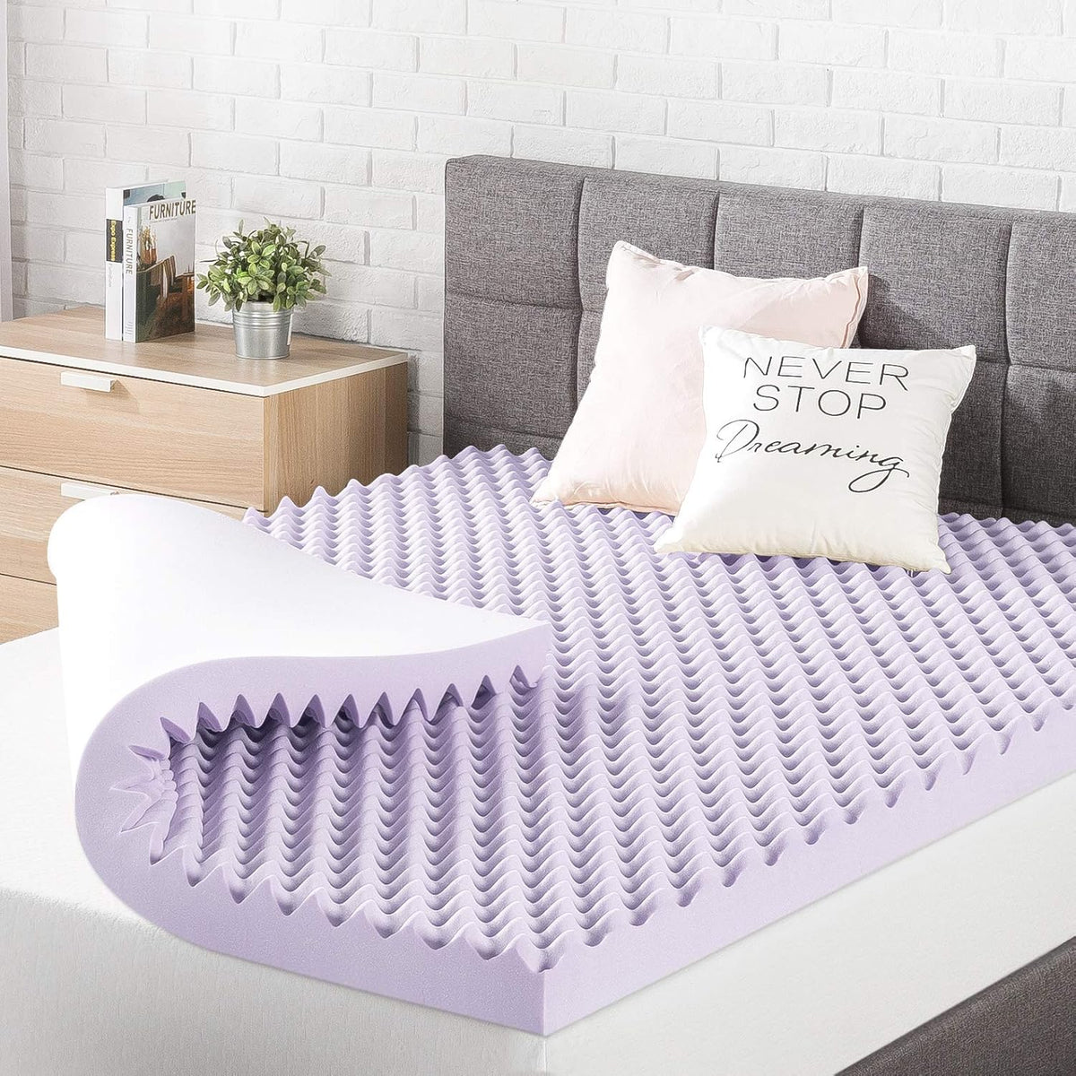 Best Price Mattress 3 Inch Egg Crate Memory Foam Mattress Topper with Soothing Lavender Infusion, Certipur-Us Certified, Dorm Essentials, Twin