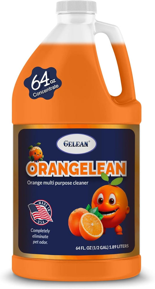 Multi Purpose Cleaner Pet Odor Eliminator 64Oz - Concentrate MAKES 32 GALLON - MADE in USA- Ph Neutral - Strong Floor Cleaner Odor Eliminator - Stain Remover Cleaner & Deodorant (64 Fl Oz, Orangelean)