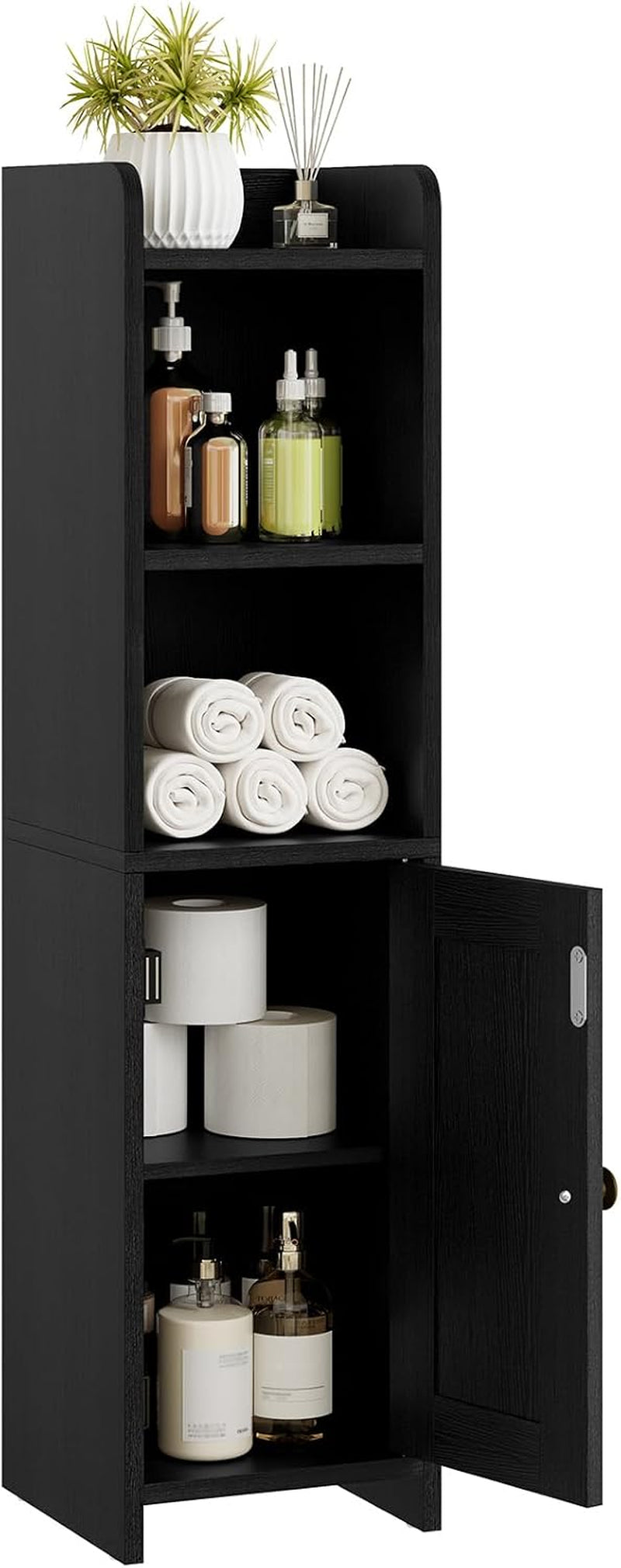 Lomojo Small Bathroom Storage Cabinet Corner, 7.87"Dx7.87"W X31.5"H (Black)