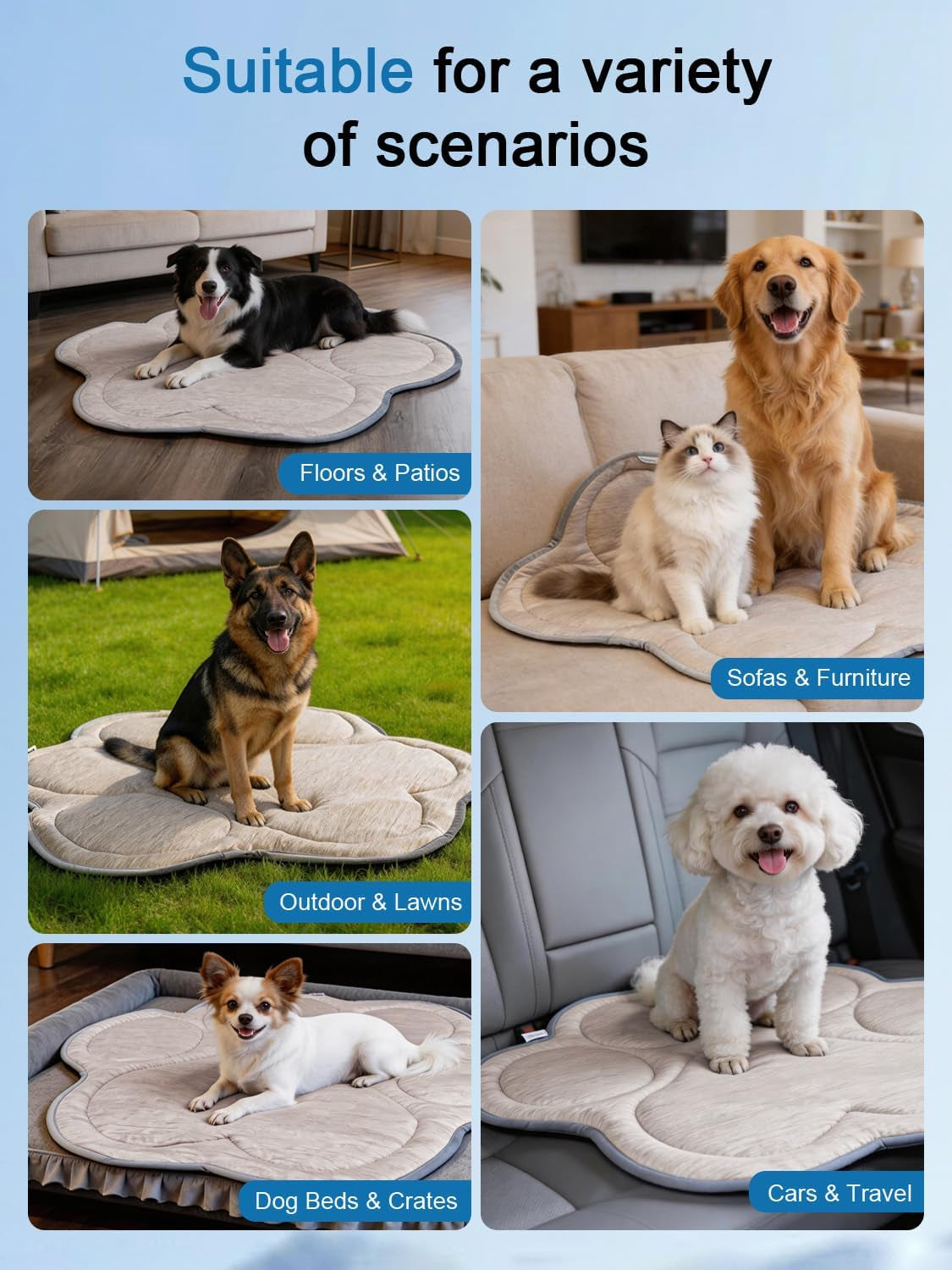 Dog Cooling Mat, Q-Max>0.46 Instant Cool Pad for Dogs, Reversible 4-Layer Thick Pet Cooling Pad, Machine Washable,For Crate, Car, Indoor & Outdoor Summer（Large-26 L X 23" W)