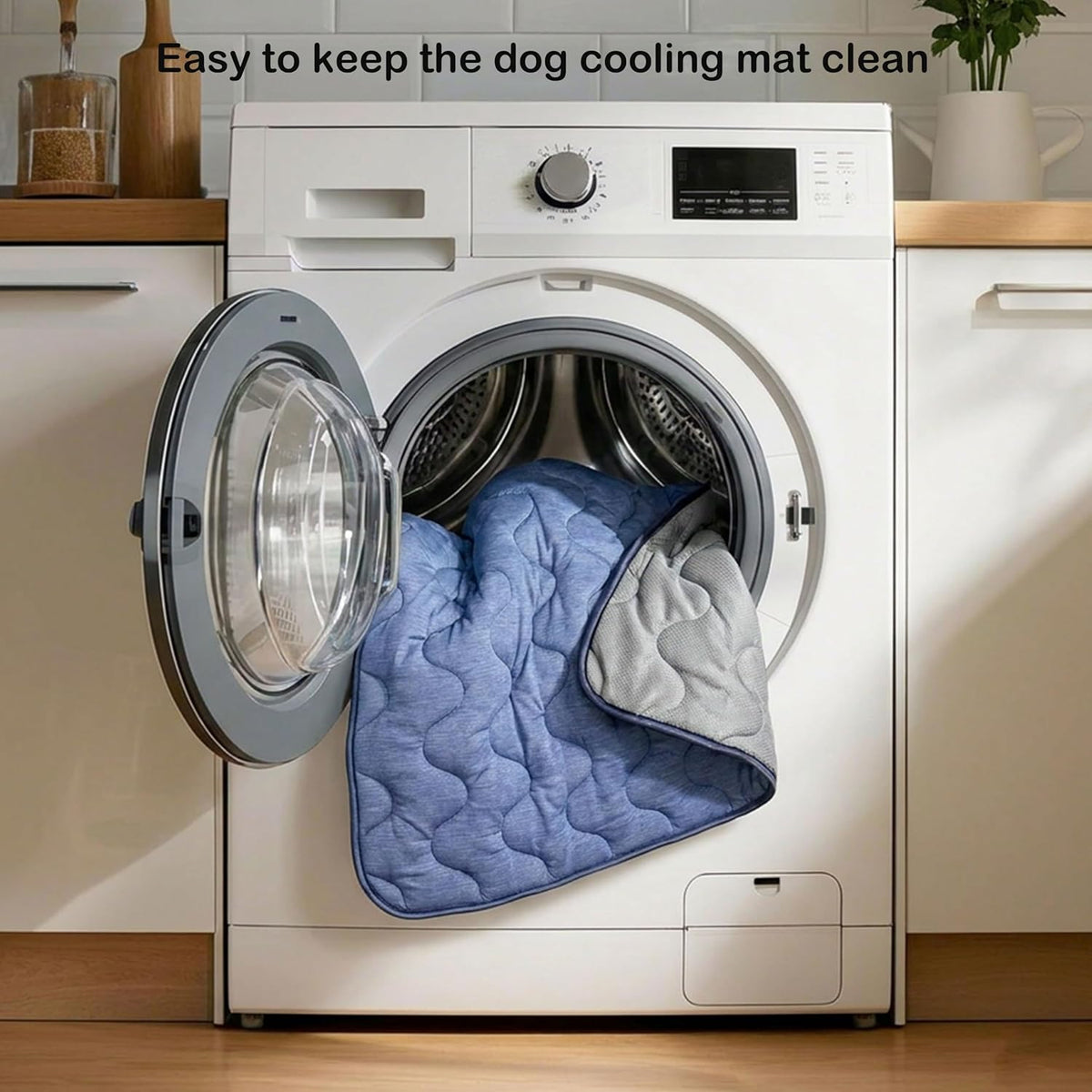 Dog Cooling Mat for Medium Dogs & Cats, 39 X 28 in Washable Pet Cooling Pad, Double-Sided Soft Mat with Waterproof Reverse Side, No Gel, Water or Electricity, for Crate, Sofa, Floor & Car(Blue, L)