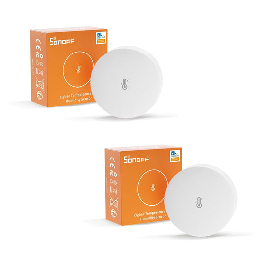 SONOFF SNZB-02P Zigbee Indoor Temperature Humidity Sensor, Thermometer Hygrometer with Alert, Works with Alexa & Google Home for Remote Monitoring and Home Automation, Zigbee 3.0 Hub Required, 2-Pack