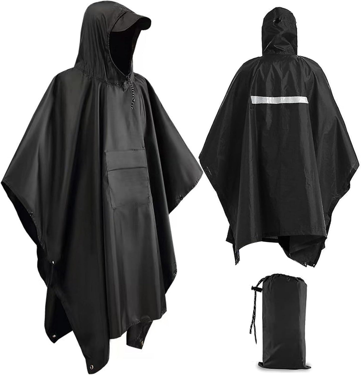 Roctee Rain Ponchos for Adults Women and Men, Waterproof Rain Coat Jacket with Hood, Pocket and Reflective Strip, Reusable Raincoat Unisex for Emergency Outdoor Camping Biking Hiking Climbing
