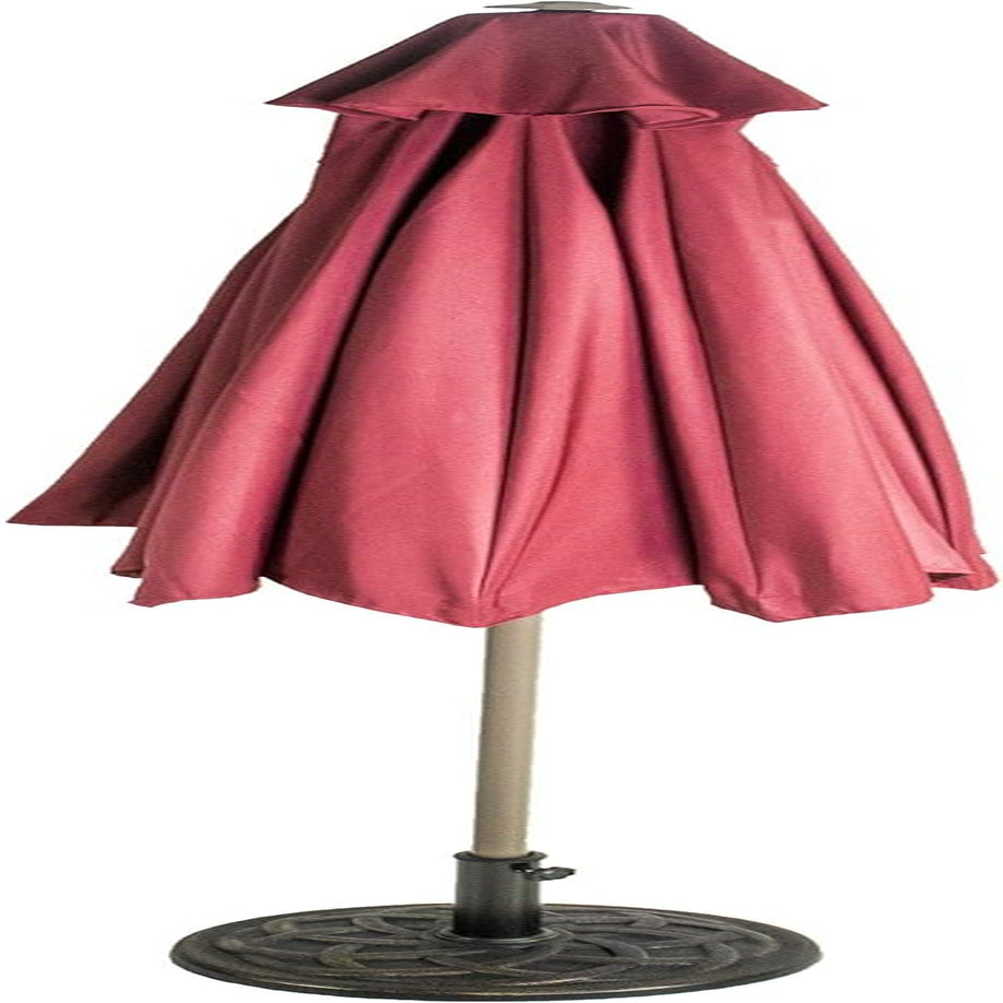 Backyard Expressions round Heavy Duty Patio Umbrella Base – Weather Resistant Calcium Carbonate Resin with Bronze Weave Design – Fits 1.5" to 2" Poles, Easy Assembly, UV & Fade Resistant