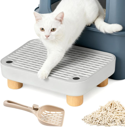 Cat Litter Box Step Stool with Shovel, Easy-Clean for Cats & Kittens