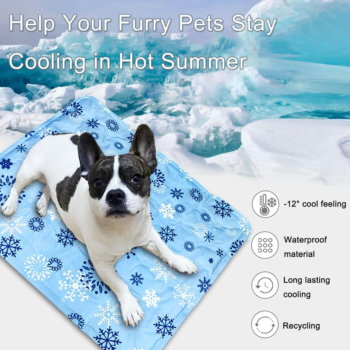 Upgraded Dog Cooling Mat 23.62” X 19.68” Pet Summer Self-Cooling Pad Easy Washable Comfortable Cooling Sleeping Bed for Dogs and Cats (L for Pets under 44Lb)