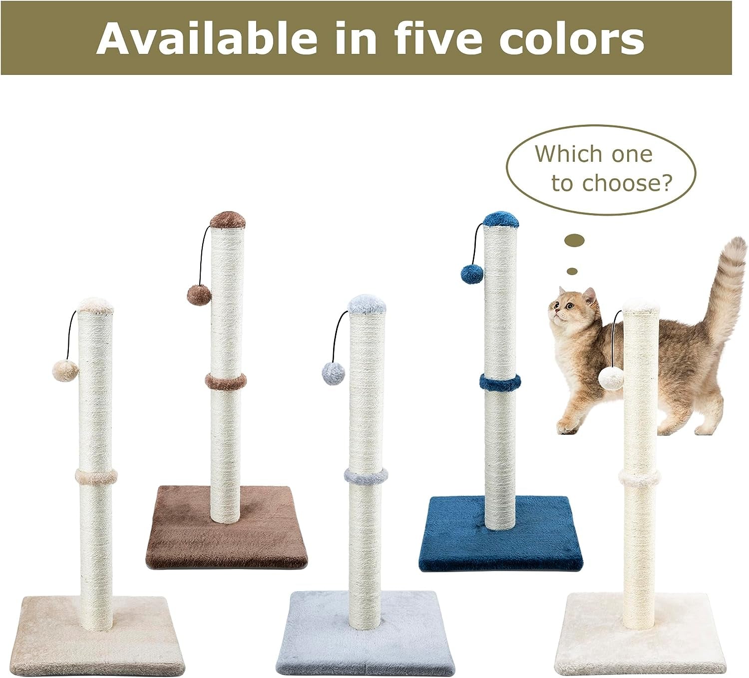 Dimaka 29" Height Tall Cat Scratching Post, Claw Scratcher with Sisal Rope and Covered with Soft Smooth Plush, Vertical Scratch [Full Strectch] for Standard Size Cats(Grey, 29 Inches for All Cats)