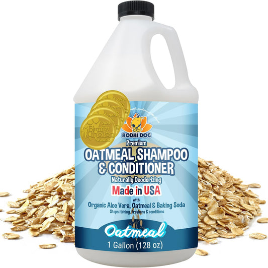 Bodhi Dog Natural Oatmeal Dog Shampoo & Conditioner - Hypoallergenic Formula - Naturally Deodorize Dogs, Cats & Pets - Moisturizes Dry, Itchy & Sensitive Skin - Made in USA (1 Gallon)