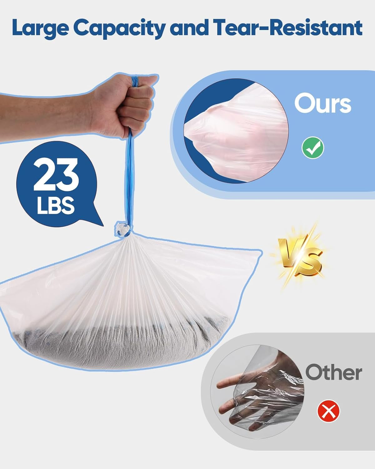 150 Count 26"X11.8" Self-Cleaning Cat Litter Bags - Heavy Duty Litter Box Liners for Cumrige Fumoi & Fsitego Automatic Litter Boxes - Pre-Separated Kitty Litter Bags with Drawstring(10-12 Gallon)
