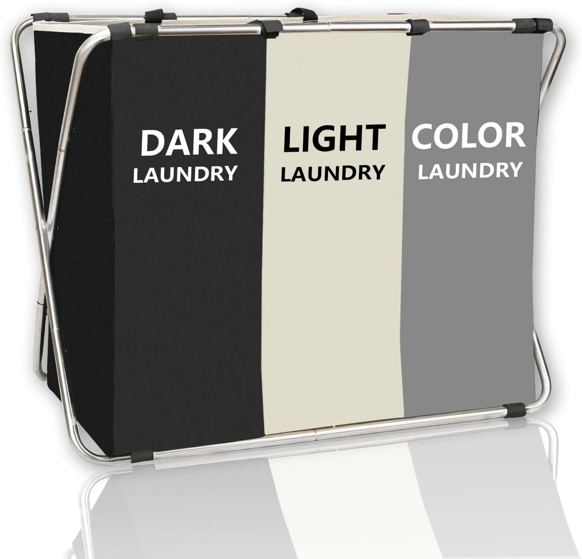 180L Laundry Basket Sorter, Large 3 Section Collapsible Laundry Hamper for Laundry Room Organization, 28" X 21"X 15" Dirty Clothes Hamper Bag for Bedroom Blanket Storage Organizer (3 Section Black)