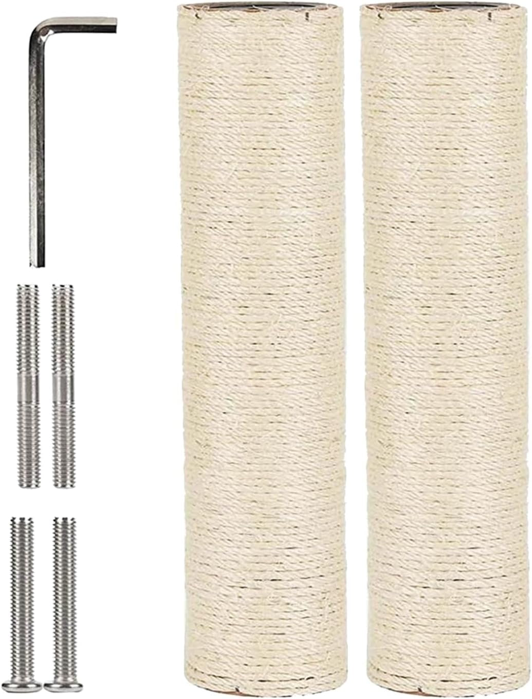 BNOSDM 2 Pcs M8 Cat Scratching Post Replacement Poles 11.8 X 2.75 in Cat Tree Tower Scratch Ropes Refill Sisal Pole Part for Refurbishment Hemp White