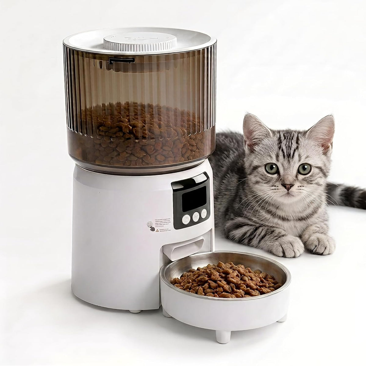4L Automatic Cat Feeder with Camera, 2K HD Smart Pet Feeder Dual Band Wifi App Control, Timed Feeding & Portion Control, Two-Way Audio, Night Vision, Remote Feeding for Cats & Small Dogs