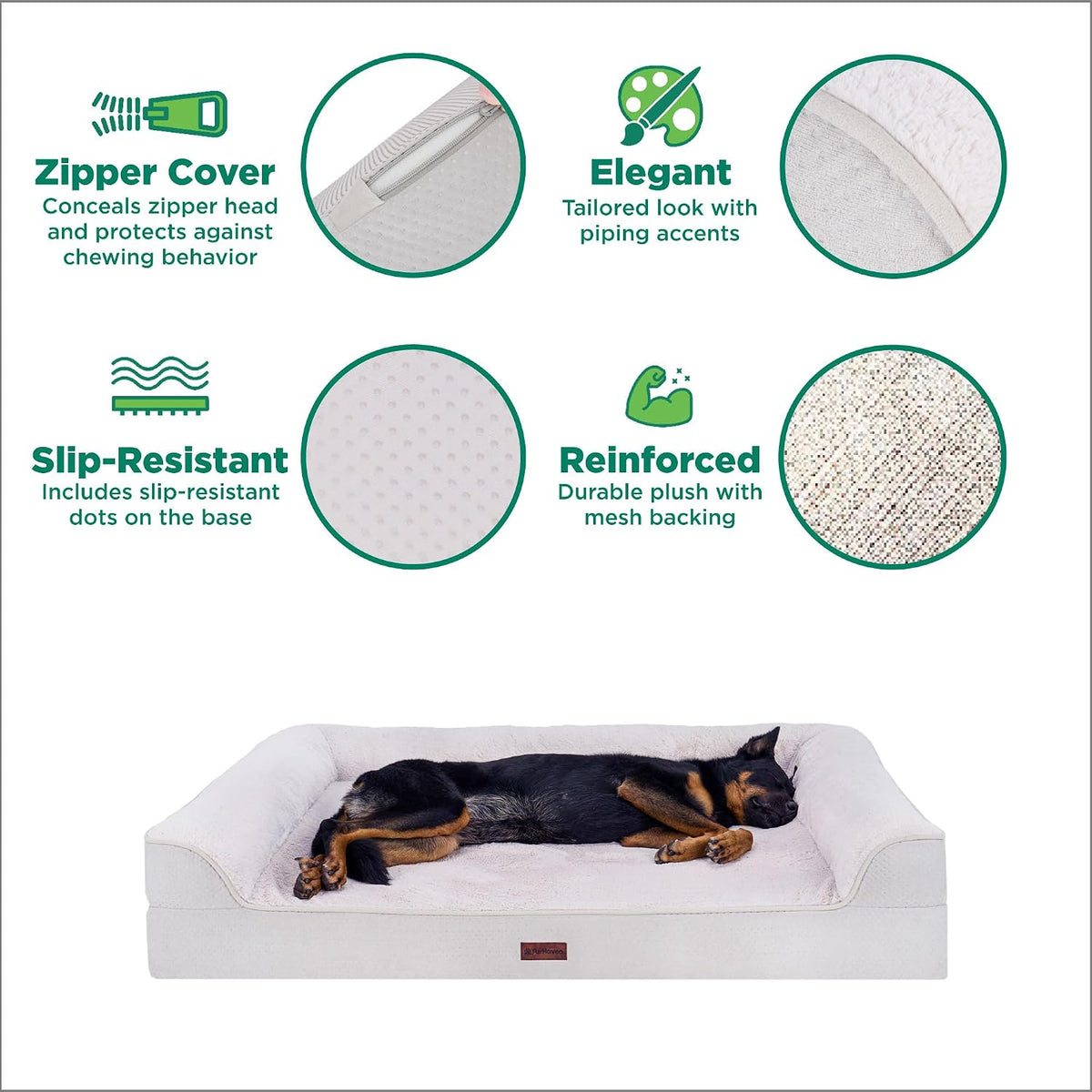 Furhaven Medium (30"X20") Cooling Gel Dog Bed – Cool Gel Memory Foam Sofa Pet Bed, Embossed Velvet, Removable Washable Cover, Clay
