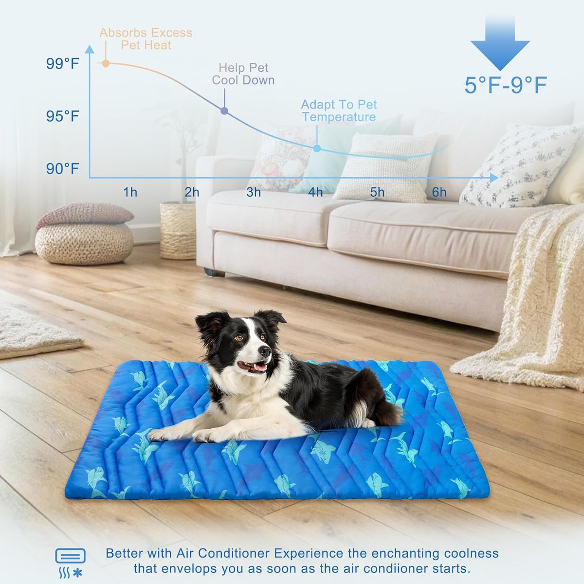 BEAUTYZOO Cooling Mat for Large Dogs, 48X28In Reversible Pad, Self-Cooling