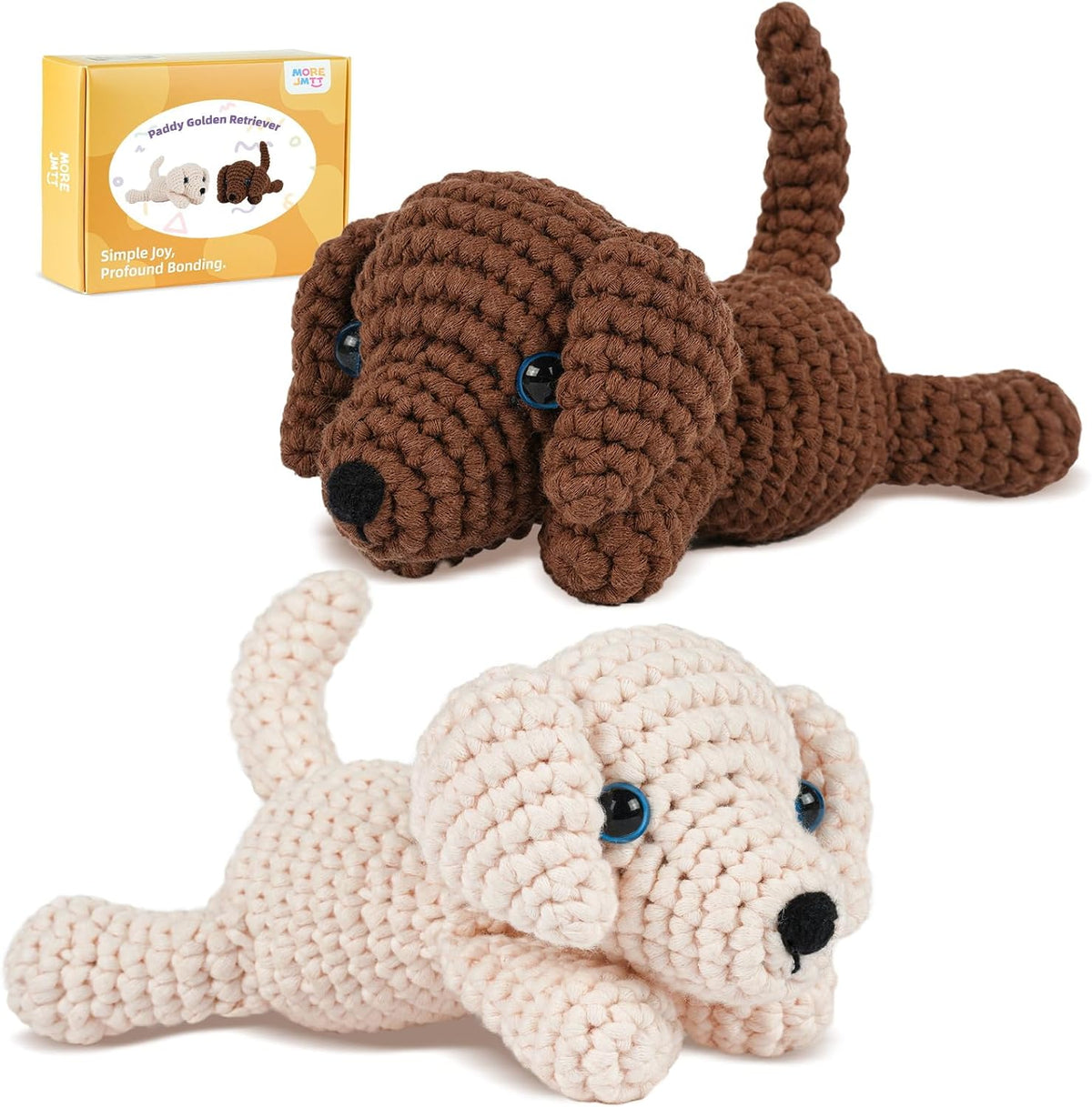 MOREJMTT Crochet Kit for Beginners, Learn to Crochet, Include Easy Knitting Soft Yarn, Step-By-Step Video Tutorial, Hook, Holiday Birthday Gift for Adults (Golden Retriever)