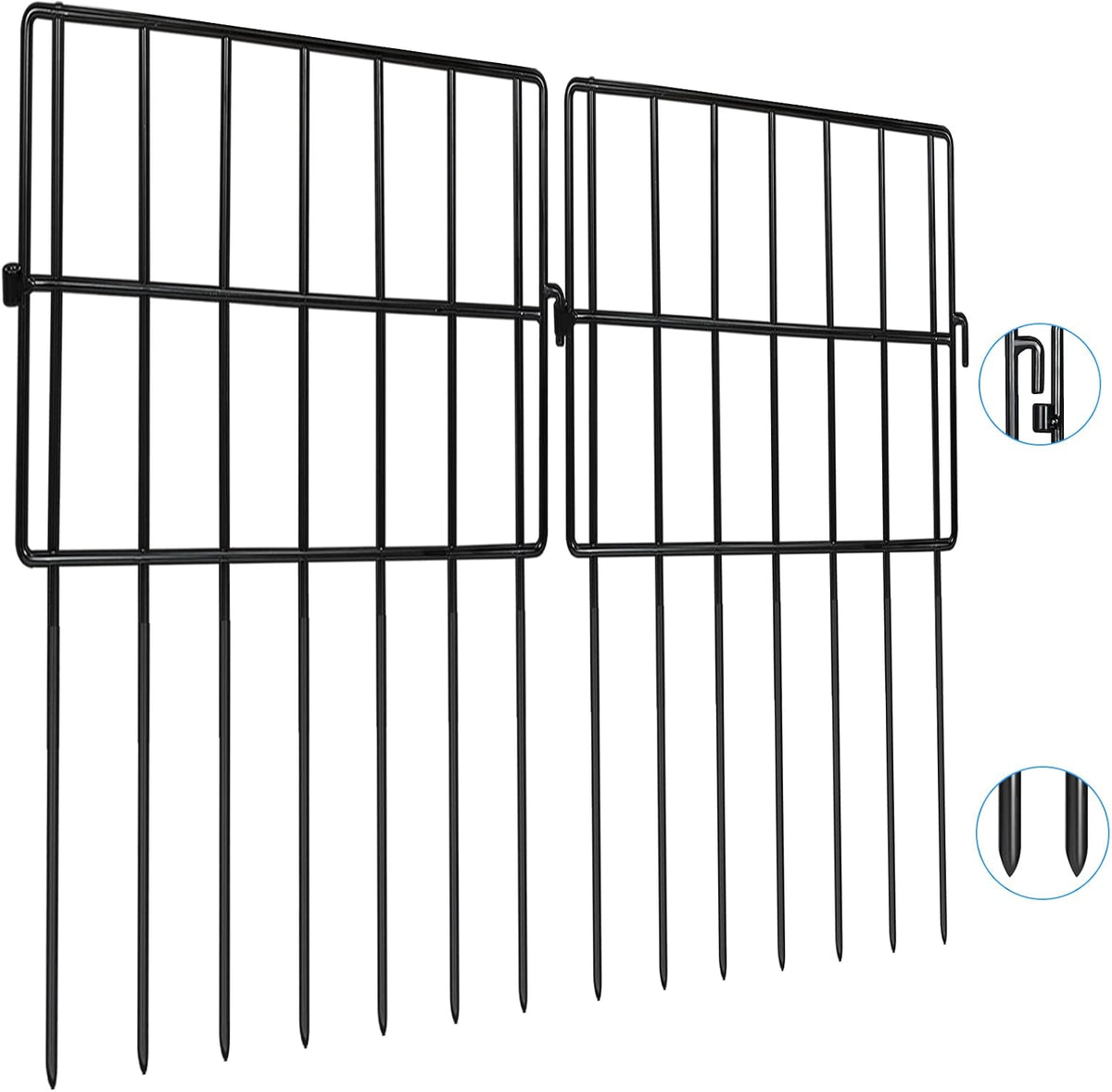 Getlay 22 Pack Animal Barrier Fences, 1.5" Gap No Digging Garden Fence Panels, Metals Black Deterrent Fence for Dogs Rabbits, Decorative Fence for Outdoor Landscape Patio Total 22 Ft(L)×16 In(H)