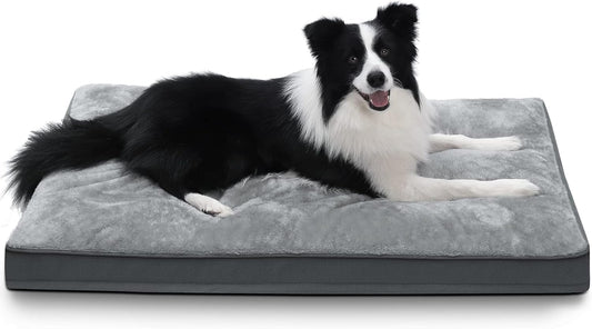 NUPIDA Waterproof Large Dog Bed for Crate with Washable Cover, 35X22, Grey