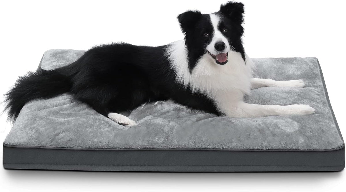 NUPIDA Large Plush Dog Bed for Crate with Washable Cover, 35X22, Grey