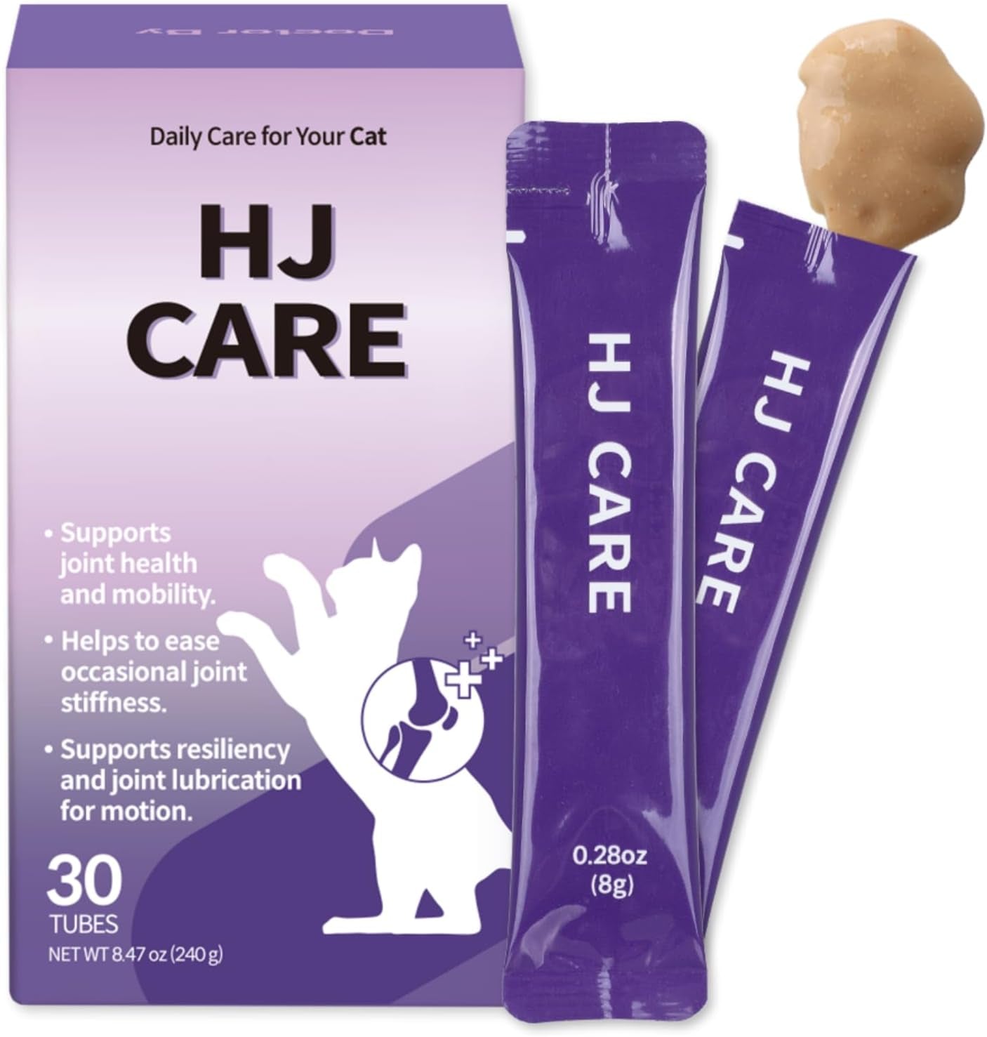 Doctor by HJ Care Cat Joint Supplement Hip&Joint Care Glucosamine for Cats Arthritis Pain Relief with Glucosamine & Chondroitin 30 Lickable Formula Individually Packaged, Salmon (1 Pack)