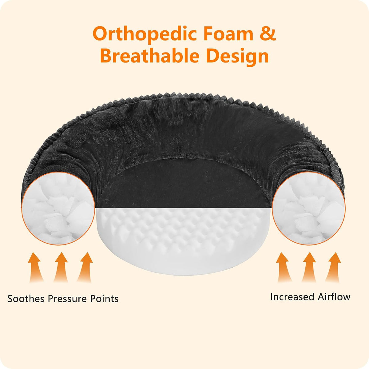 Dwanton Orthopedic Small Dount Dog Bed Cat Bed, Calming Egg-Crate Foam, 24"