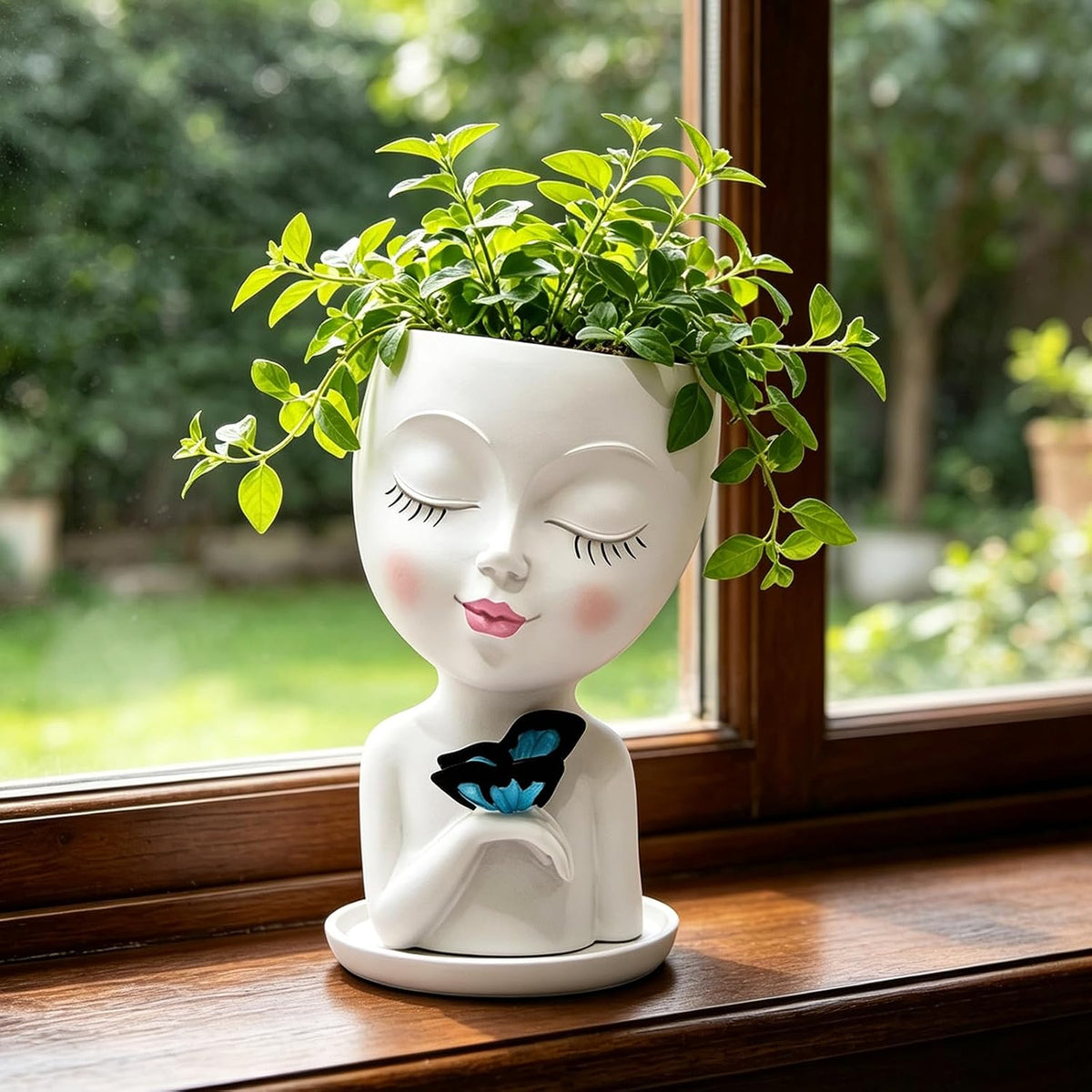 Face Planter Pot for Indoor Outdoor Plants with Drainage Hole