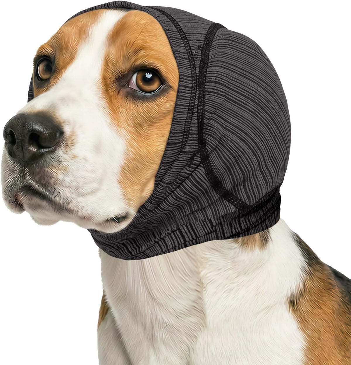 No Shake Ear Wraps for Dogs - Noise Protection & Anxiety Relief, Quick Wear Design for Swimming, Bathing, Grooming - Comfortable Dog Ear Muffs for Sensitive Pets (Grey, L)