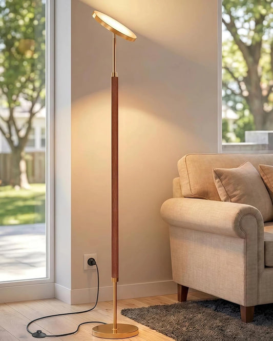 JOOFO Wood LED Torchiere Floor Lamp with Remote, 3000LM Dimmable