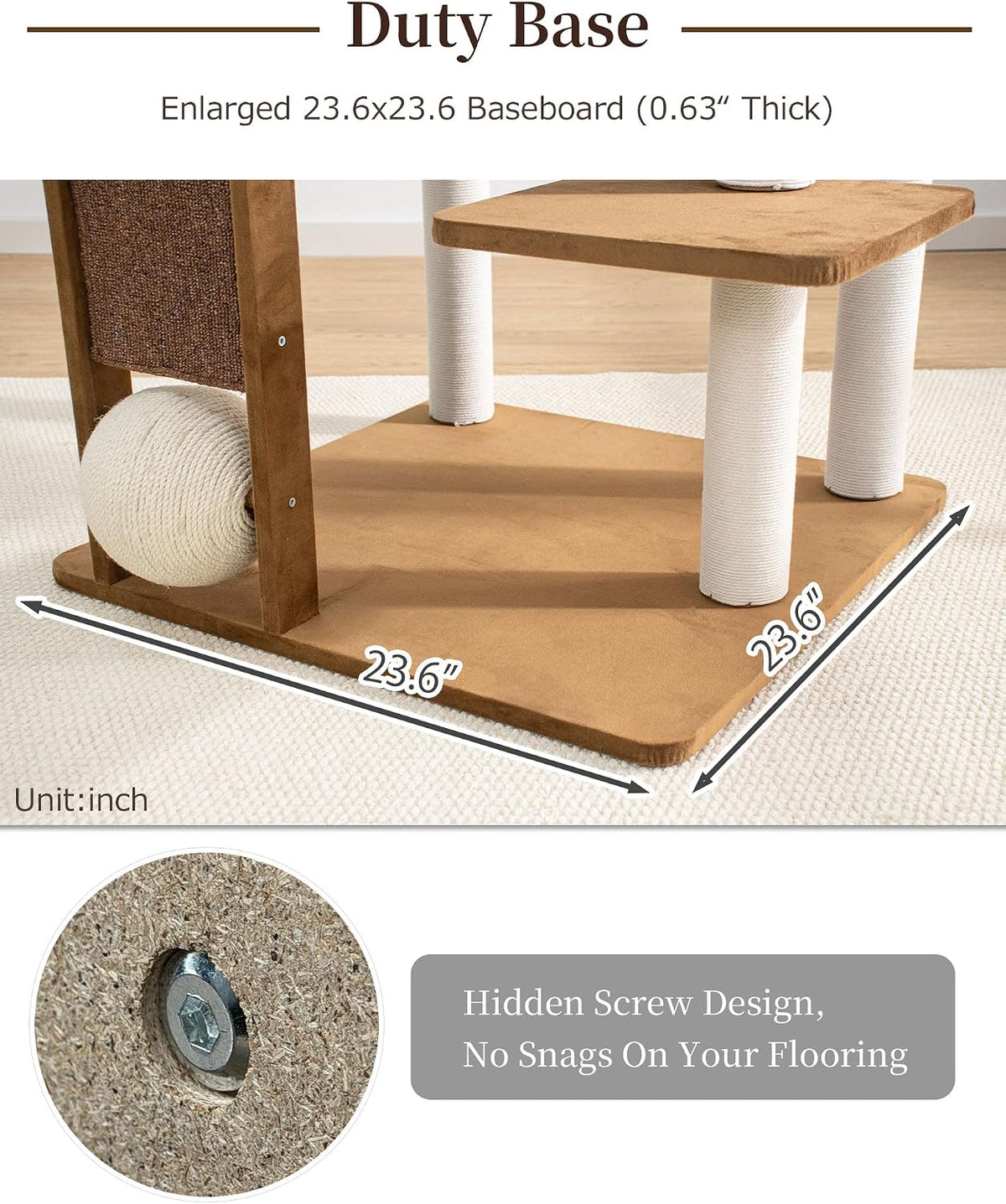 37.5" Cat Tree for Large & Senior Cats with Low Step & Sisal Board
