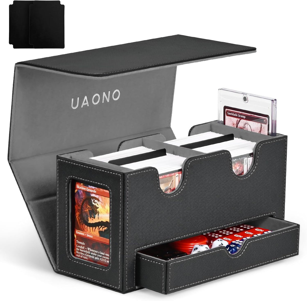 UAONO 3-In-1 MTG Commander Deck Box, Black Gray