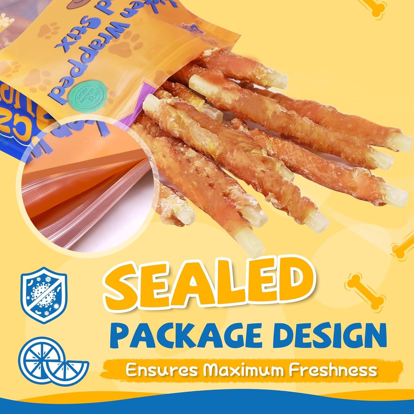 Gazeupon Soft Dog Treats, Healthy Training Treats for Dogs, Rawhide Free Snacks for Small Dogs, Chicken Wrapped Cod Sticks W/Glucosamine Chondroitin