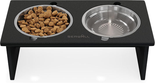 SERWALL Elevated Dog Bowls, HDPE Raised Dog Bowl Stand, 7.9" Tall