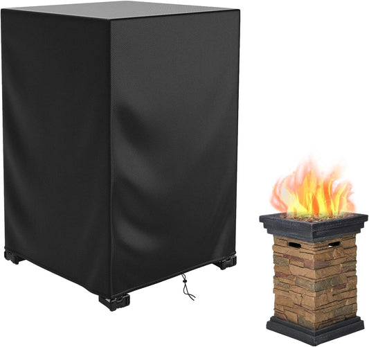 Fire Pit Cover Square Waterproof, 21.6"L X 21.6"W X 35.4"H Durable Gas Outdoor Firepit Cover, Patio Fireplace Cover Wind/Fading/Dust/Sun Resistance