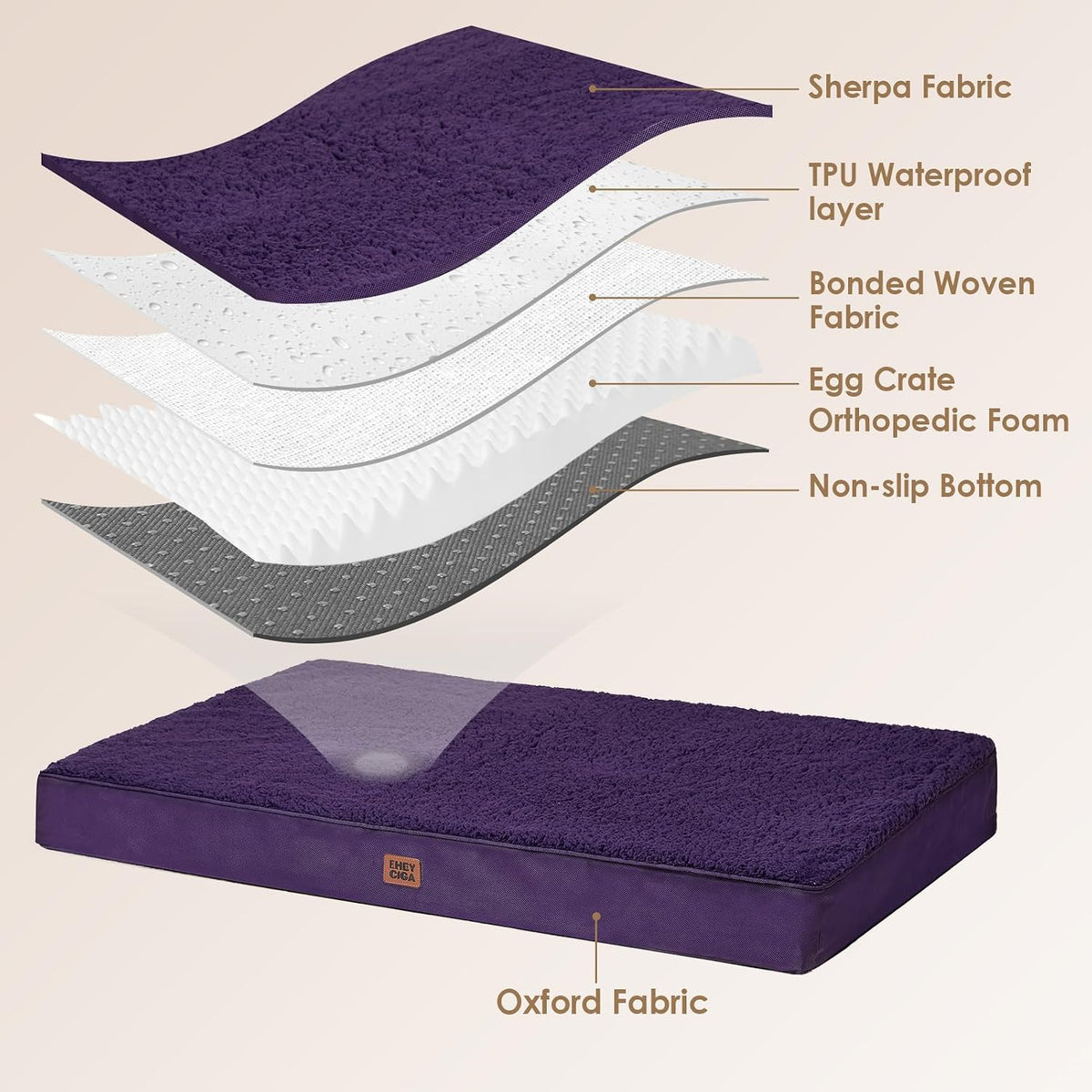 EHEYCIGA Orthopedic Dog Bed Large with Removable Washable Cover, 35X23
