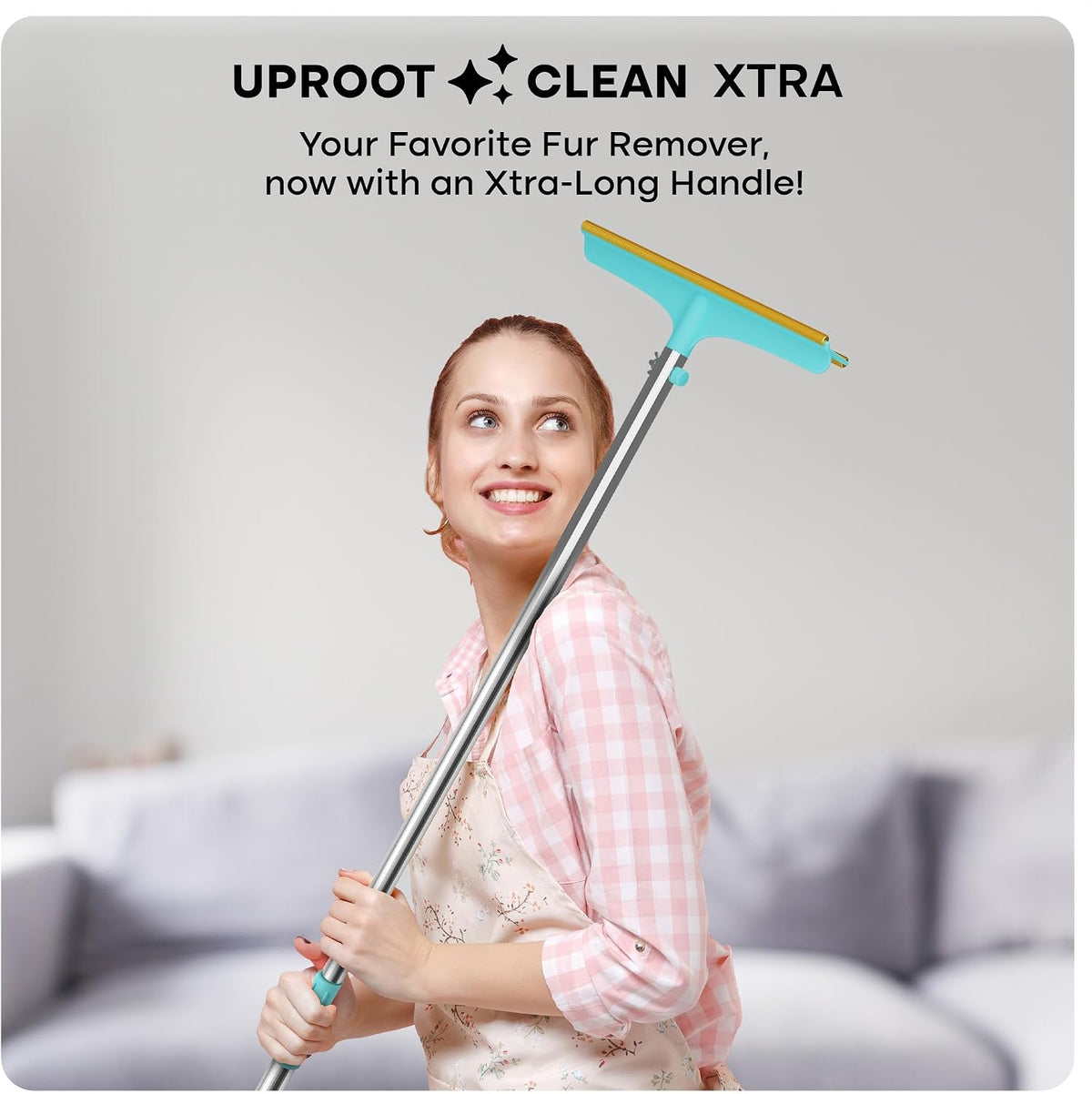 Uproot Clean Xtra Carpet Rake for Pet Hair Removal 60" Telescopic Handle