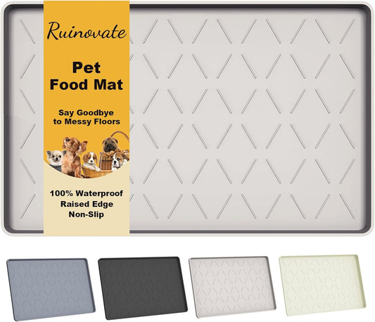 Extra Thick Dog Food Mat Waterproof with Raised Edge 19" X 12"