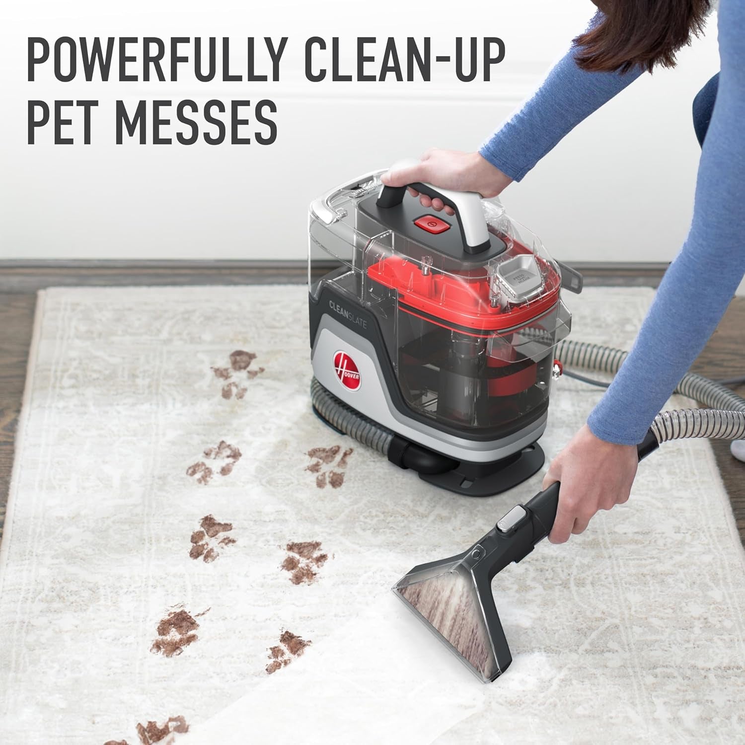 Hoover Cleanslate plus Portable Carpet + Upholstery Spot Cleaner Machine, Powerful Suction with Versatile Tools, Pet Stain Remover, Car and Auto Detailer, Pair with Hoover Carpet Cleaner Solution