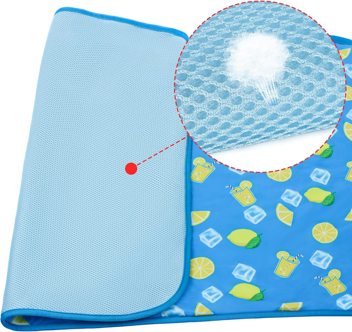 NACOCO Summer Pet Cooling Mat - Cat Dog Cushion Pad Sleeping Cool Lemon Comfortable Soft for Pets Kids and Adults (Dark Blue Lemon, L)