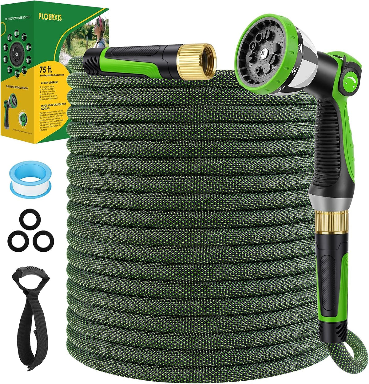 Non-Expandable Garden Hose 75 Ft, Lightweight Flexible Anti-Kink
